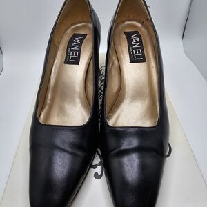 Vaneli Elegant Black Leather Heels